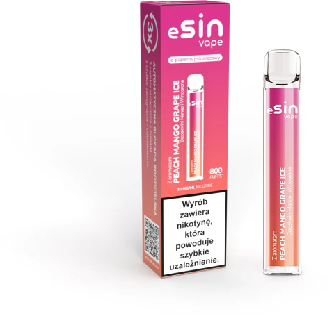 eSIN Vape 800puff 20mg - Peach Mango Grape Ice | E-LIQ