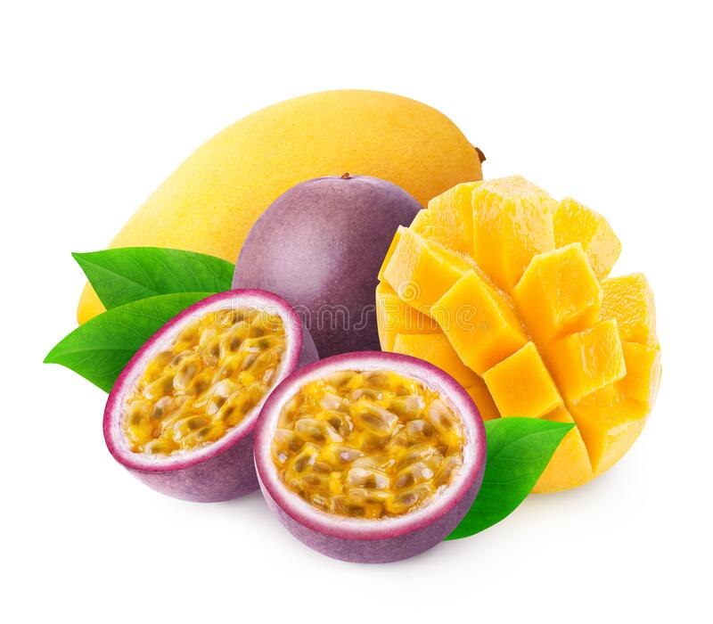 Mango and Passion Fruit Isolated Stock Photo - Image of juicy, maracuya: 181916126