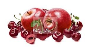 Tapeta Czerwone jabłko wiśnia na białym tle • czerwony, tło, projekt • REDRO.pl