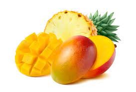 Ananas, Mango Przekrawający, Pasyjna Owoc Odizolowywająca Obraz Stock - Obraz złożonej z jedzenie, plasterek: 92851115